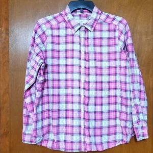 LOFT Petites Pink Plaid Shirt